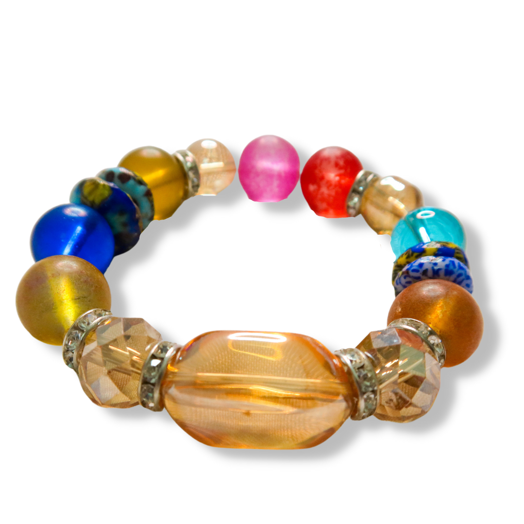 African Stone & Crystal Bracelet