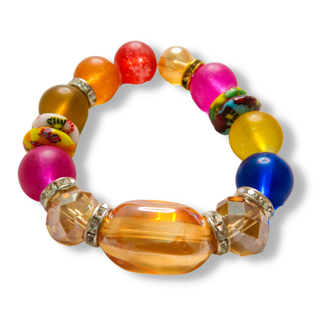 African Stone & Crystal Bracelet